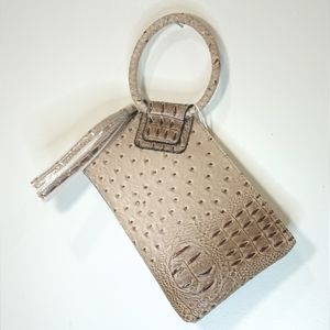 NEW - Tan Ostrich Wristlet Clutch